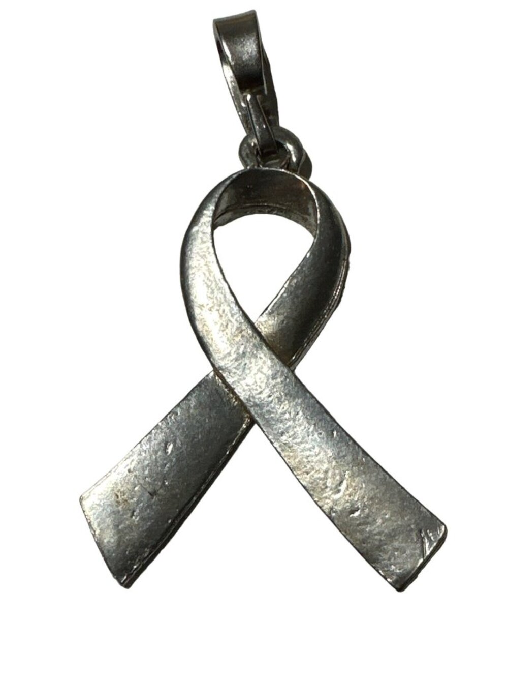 Cancer Awareness Inspiration Ribbon Pendant Charm Silver Pewter